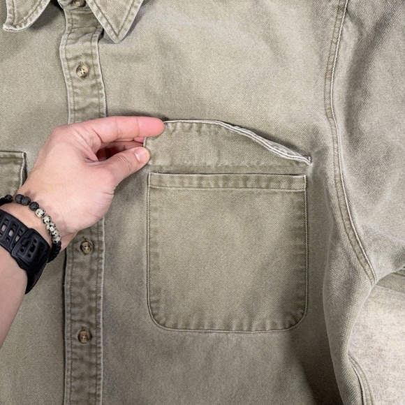 Vintage Abercrombie & Fitch The Big Shirt Size M Beige Canvas Overshirt 90s Y2K - Picture 4 of 11